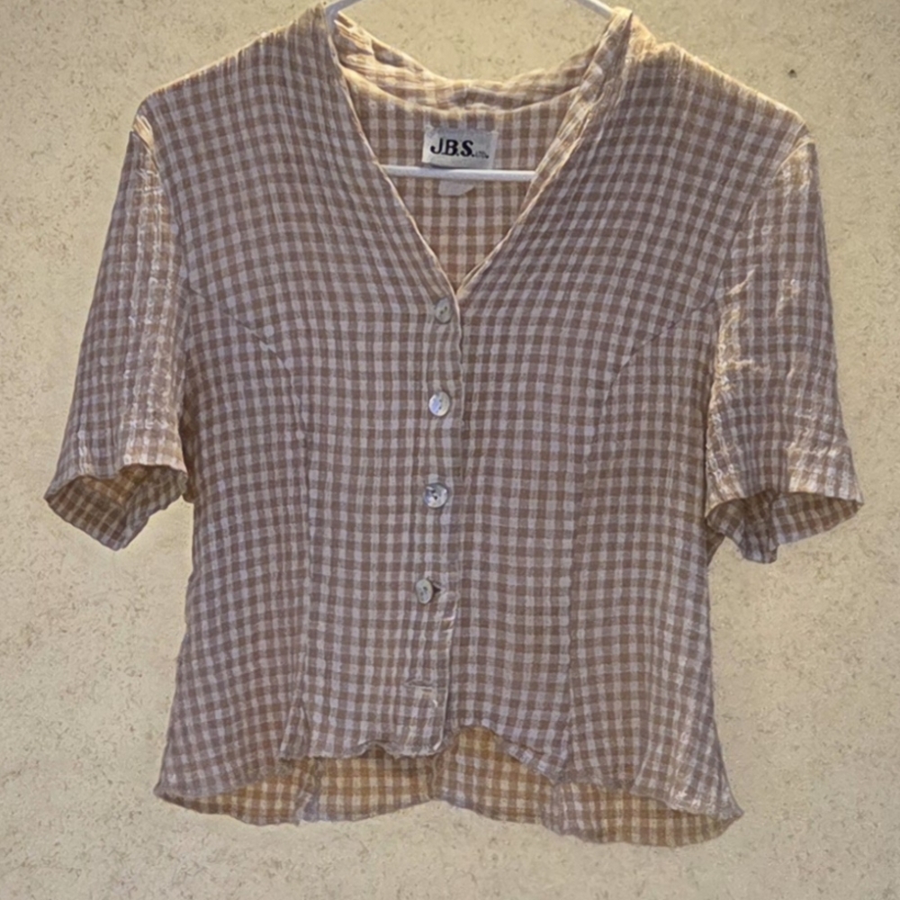 J.B.S. Women's Brown Checkered Top